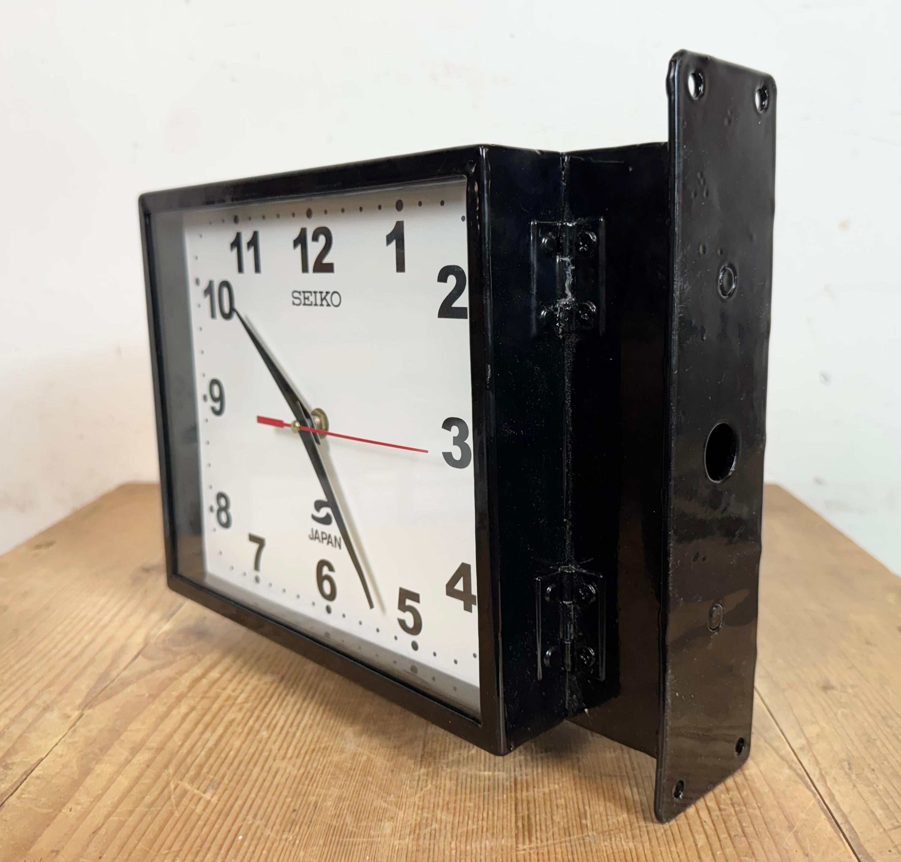 Vintage Black Seiko Maritime Double-Sided Wall Clock, 1970s For Sale 3