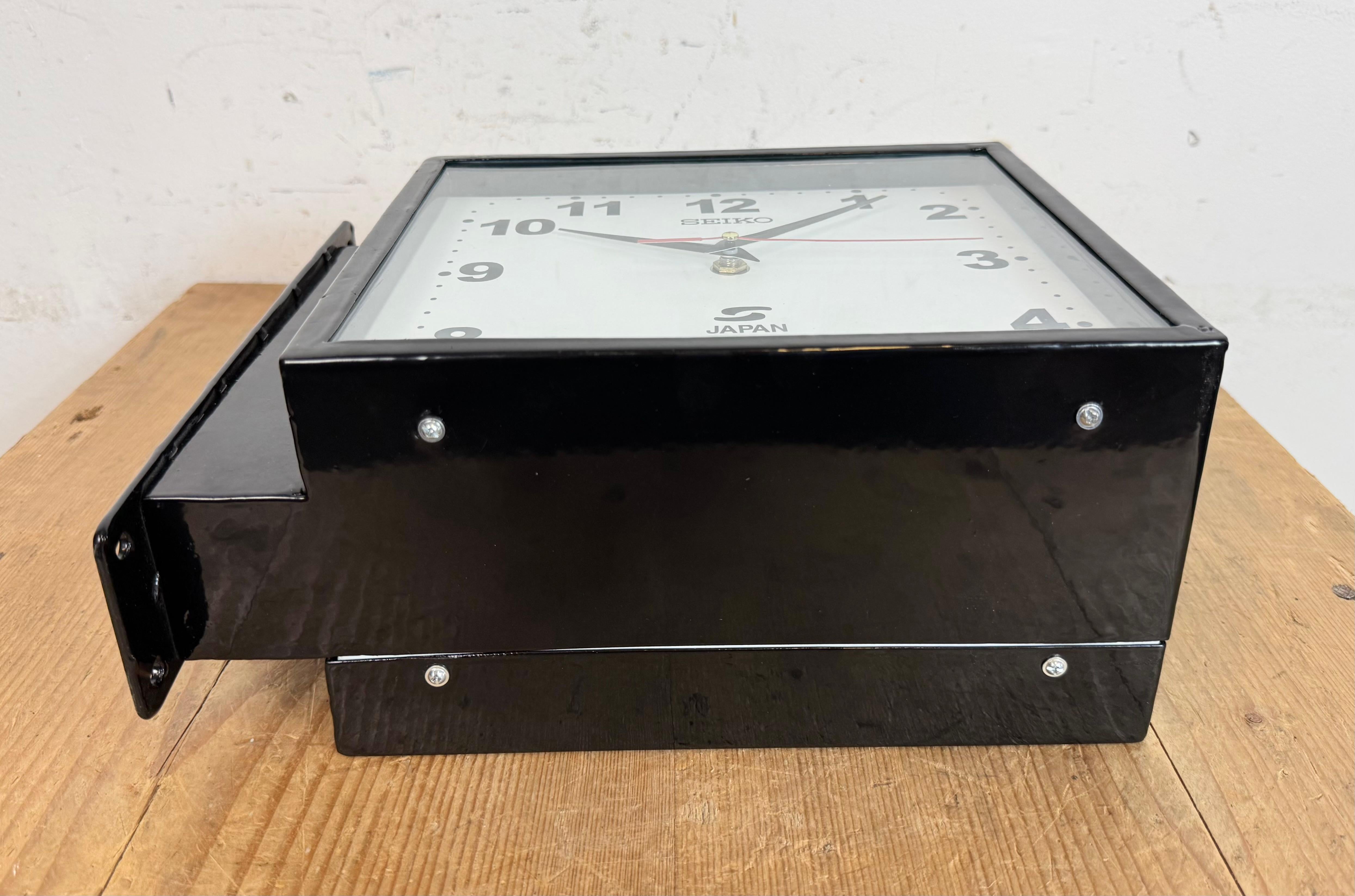 Vintage Black Seiko Maritime Double-Sided Wall Clock, 1970s For Sale 5
