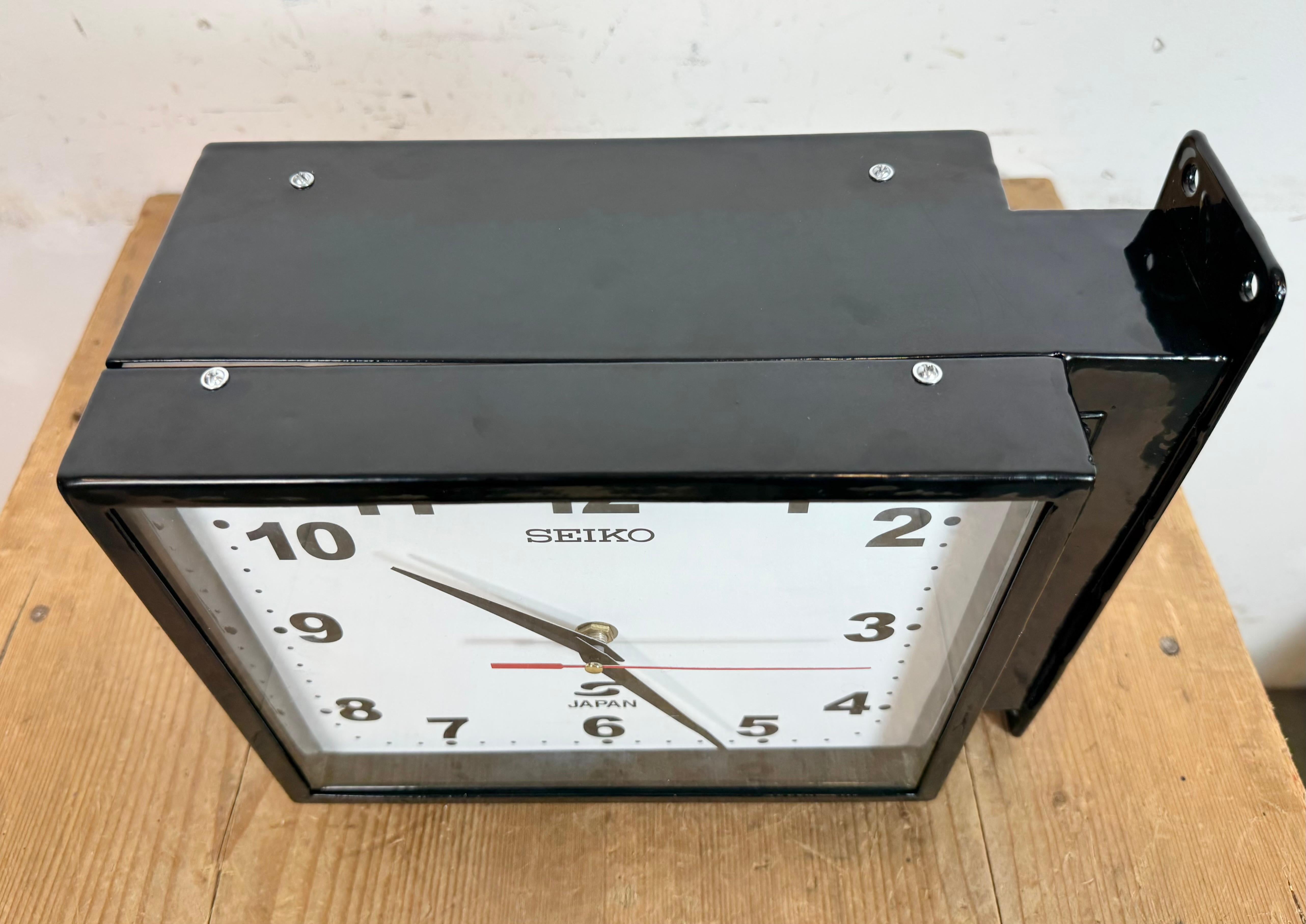 Vintage Black Seiko Maritime Double-Sided Wall Clock, 1970s For Sale 1
