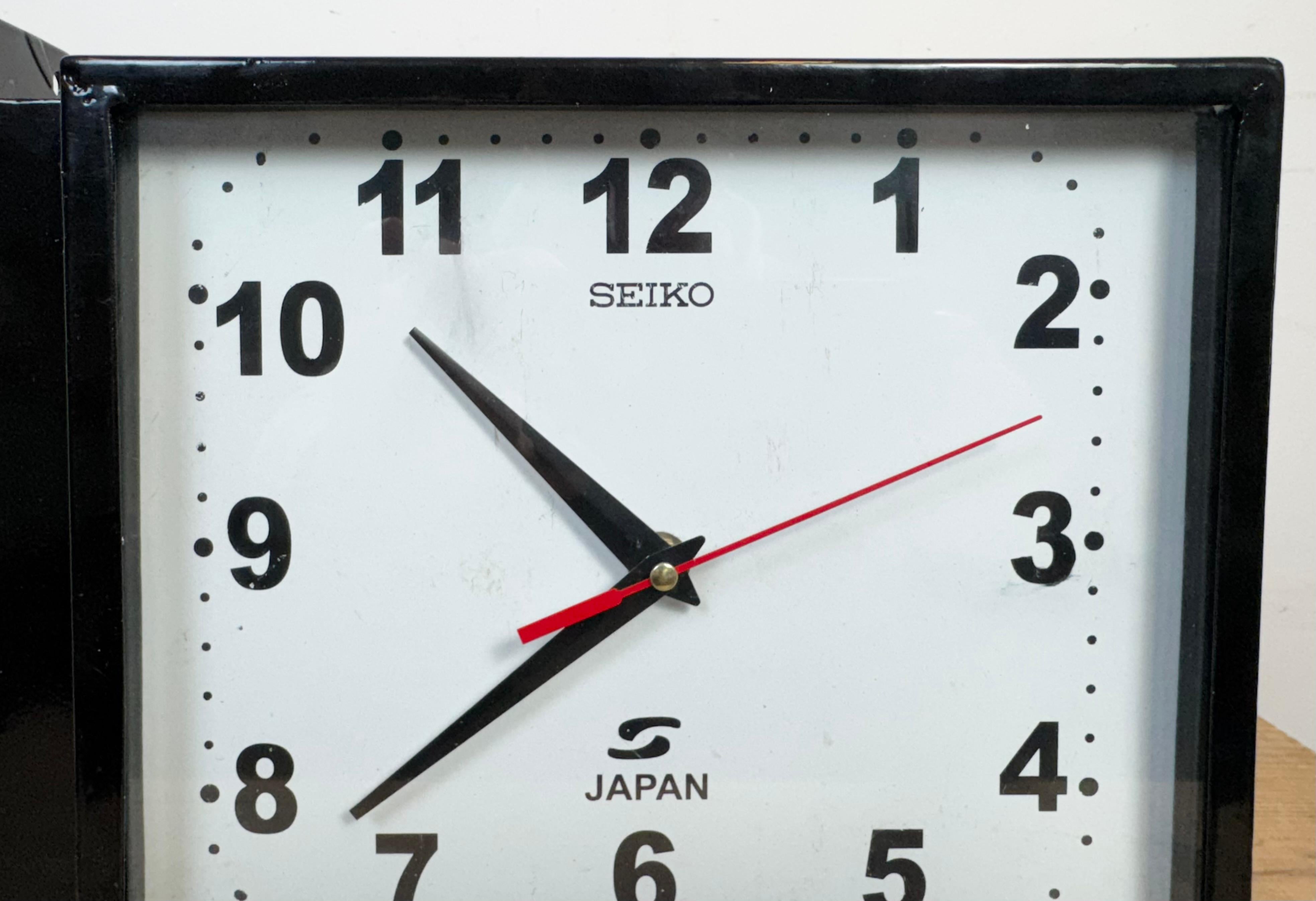 Reloj de pared vintage Seiko Maritime negro de doble cara, años 1970 2