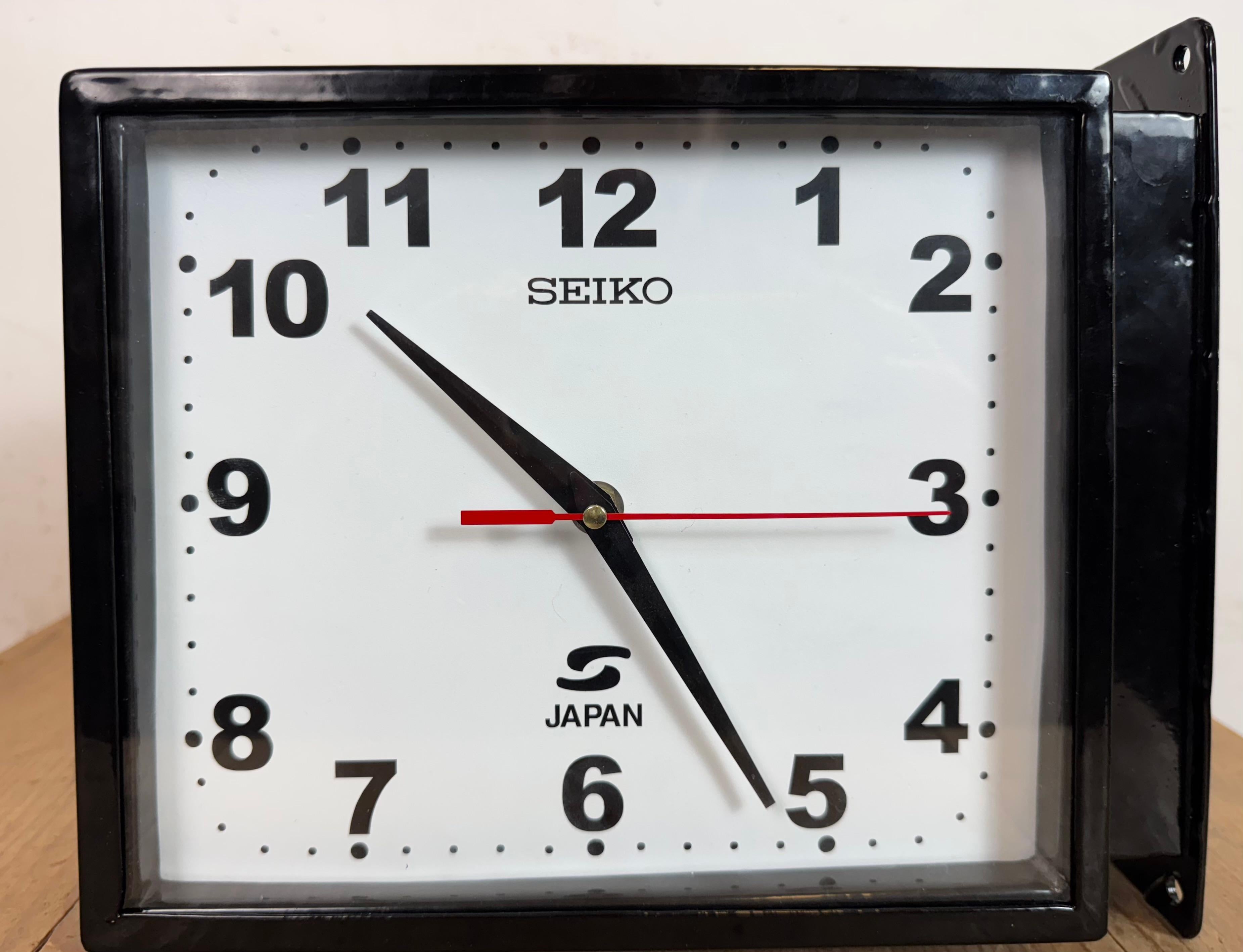 Vintage Black Seiko Maritime Double-Sided Wall Clock, 1970s For Sale 2