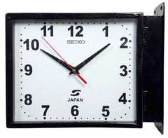Reloj de pared vintage Seiko Maritime negro de doble cara, años 1970