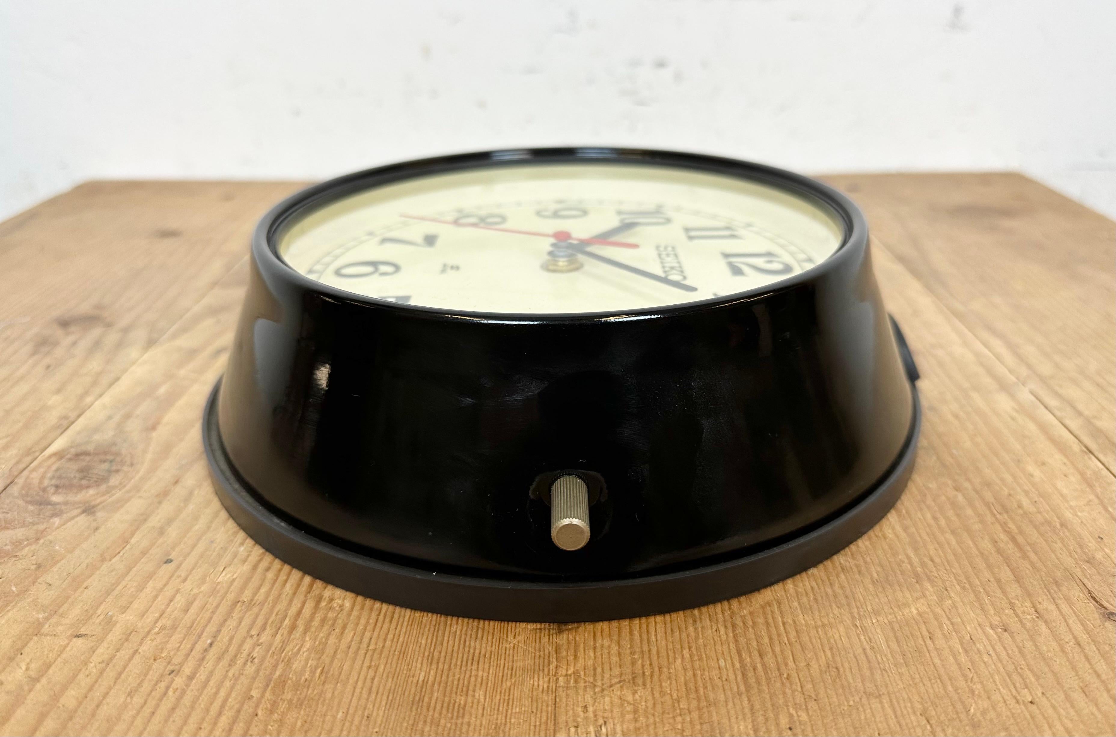 Vintage Black Seiko Maritime Wall Clock, 1970s 5