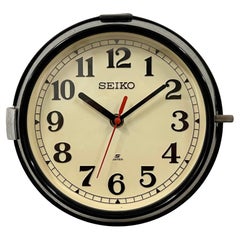 Used Black Seiko Maritime Wall Clock, 1970s