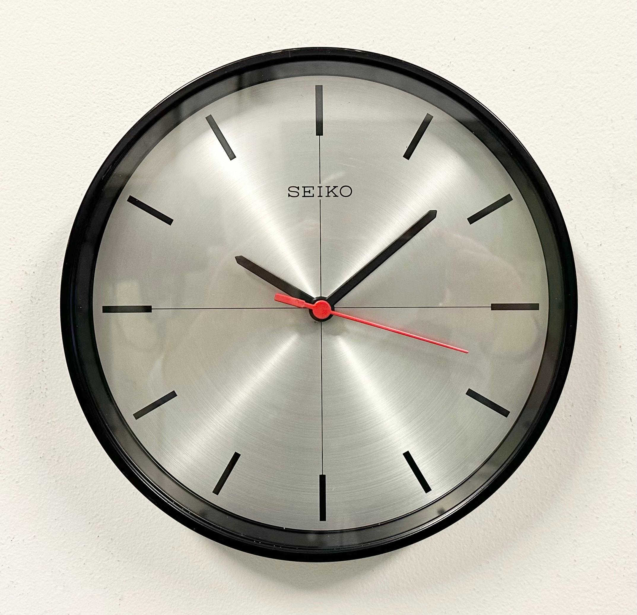 Japanese Vintage Black Seiko Navy Wall Clock, 1990s For Sale