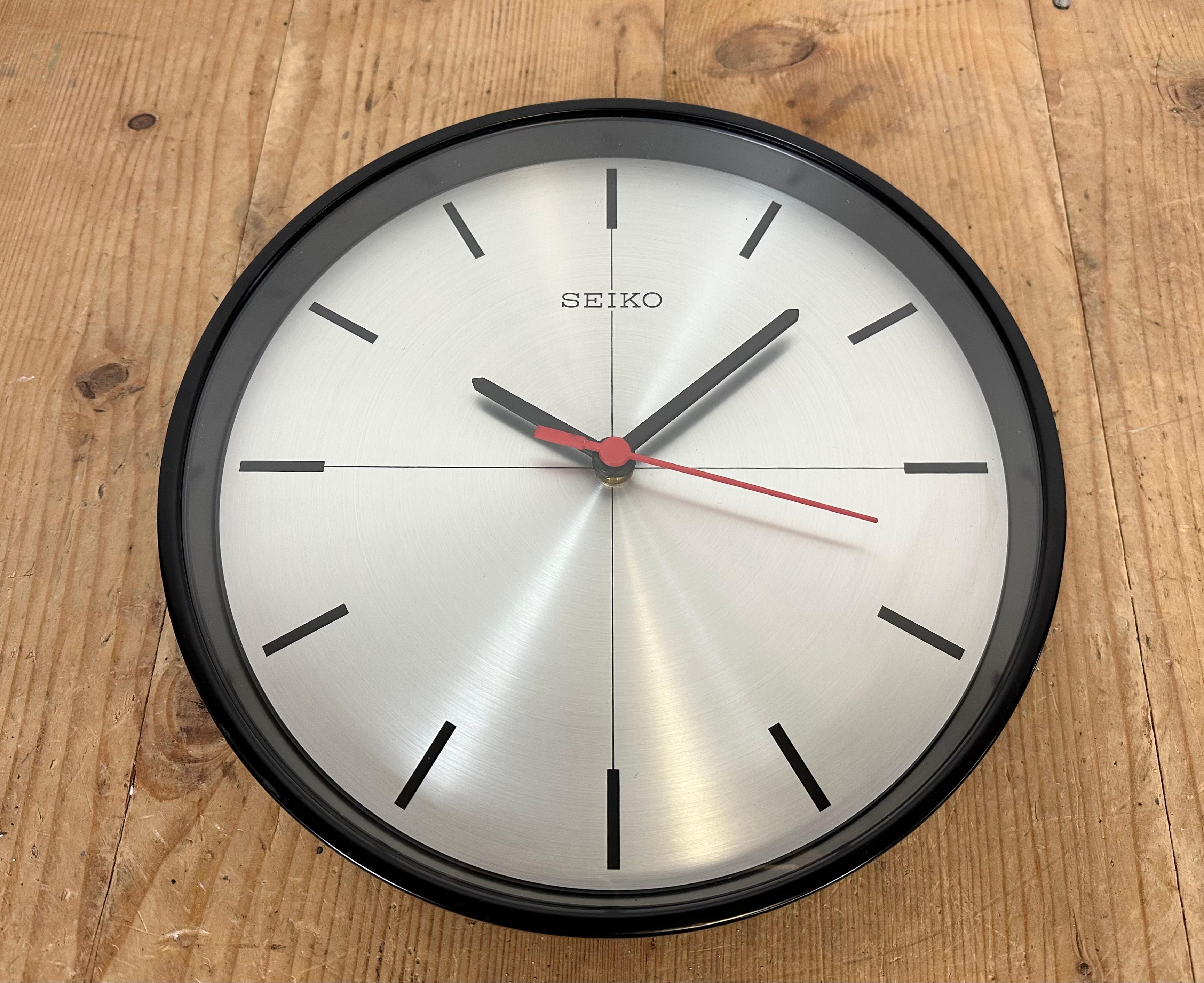 20th Century Vintage Black Seiko Navy Wall Clock, 1990s For Sale