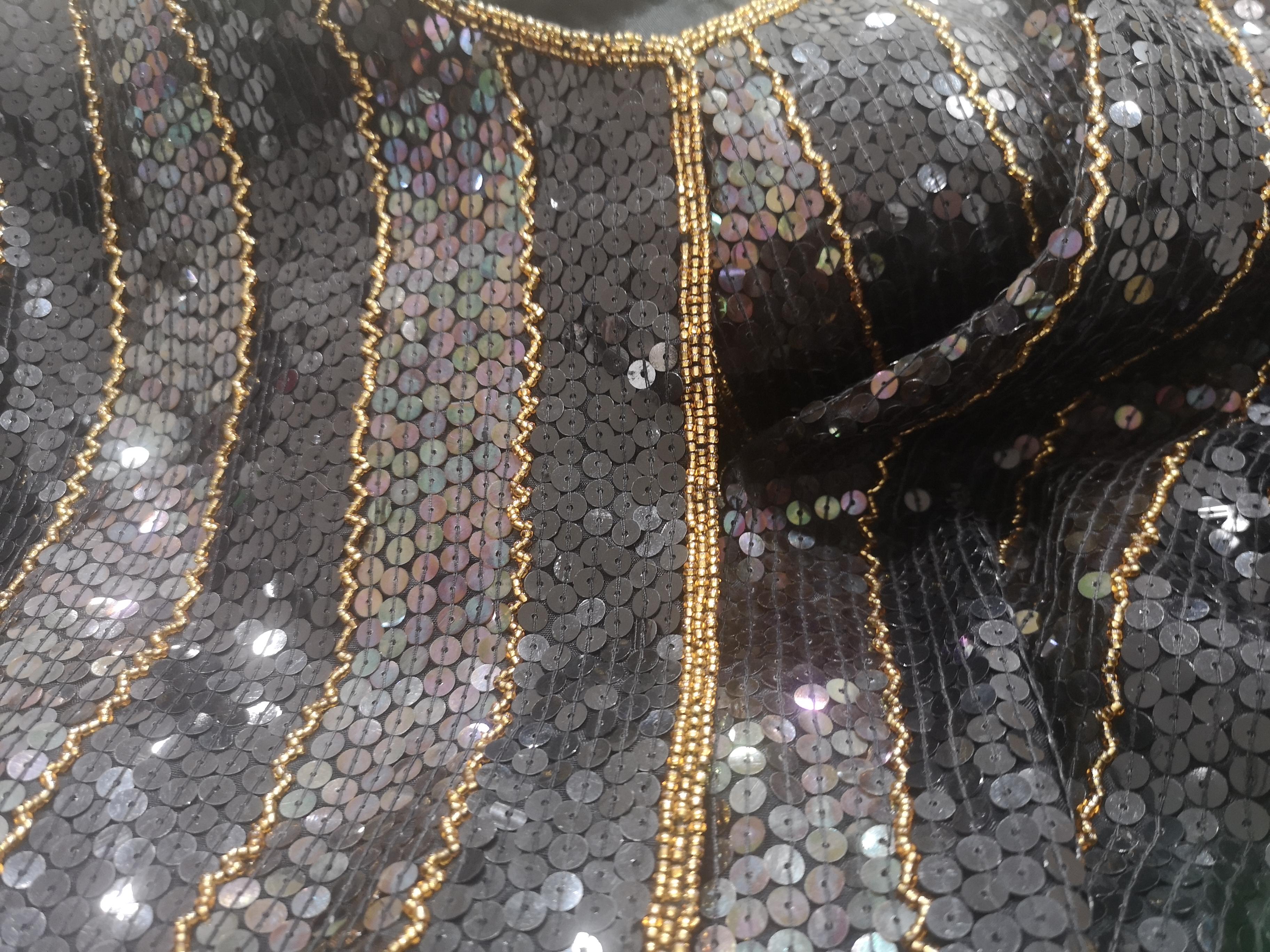 Vintage black sequins gold beads jacket 5