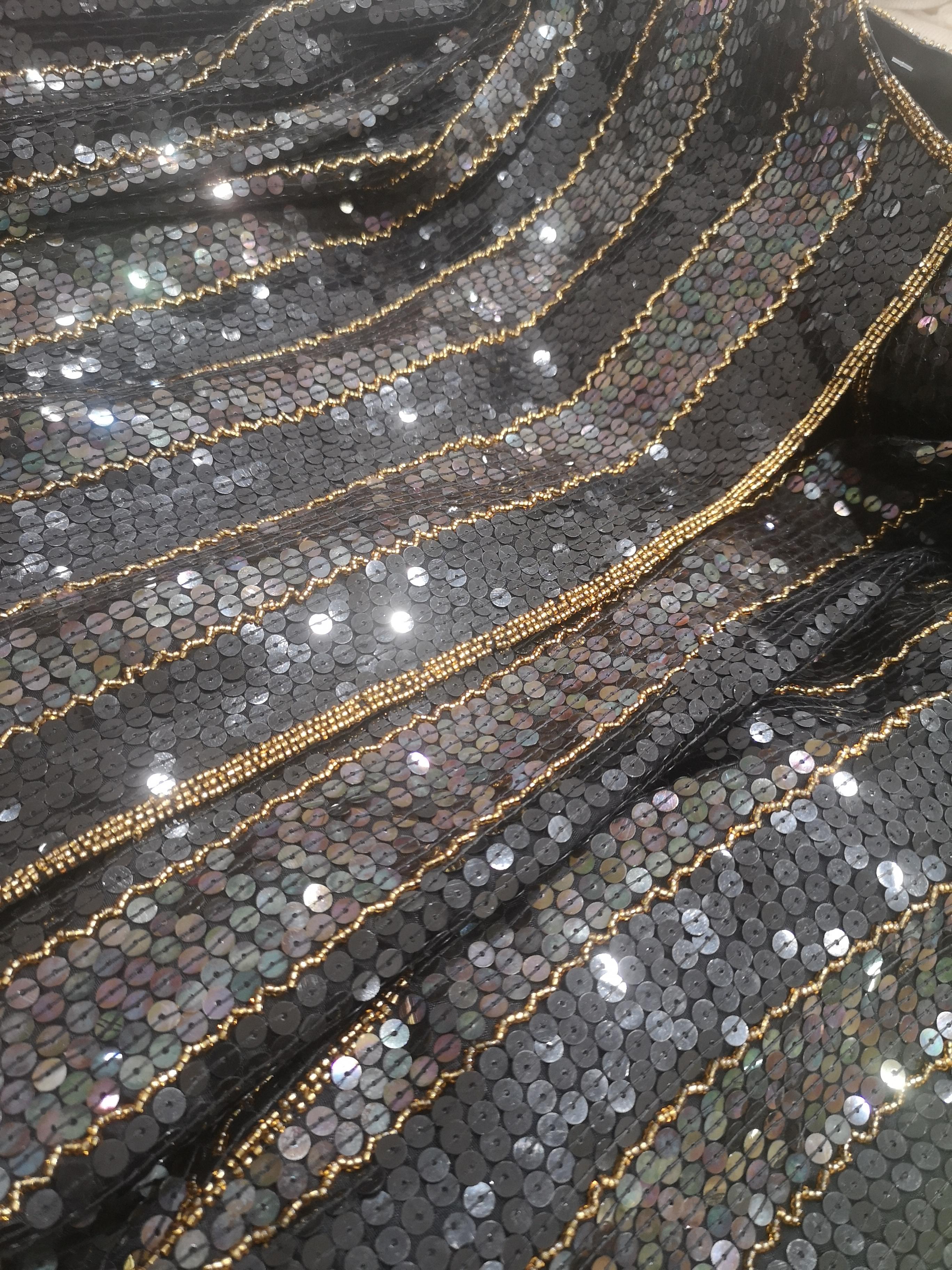 Vintage black sequins gold beads jacket 4