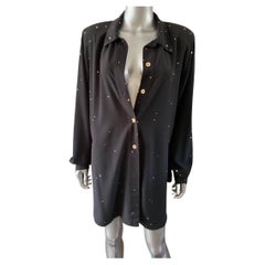 Vintage Schwarzes Vintage-Hemdkleid mit Pailletten-Verzierungen NWT Größe L 