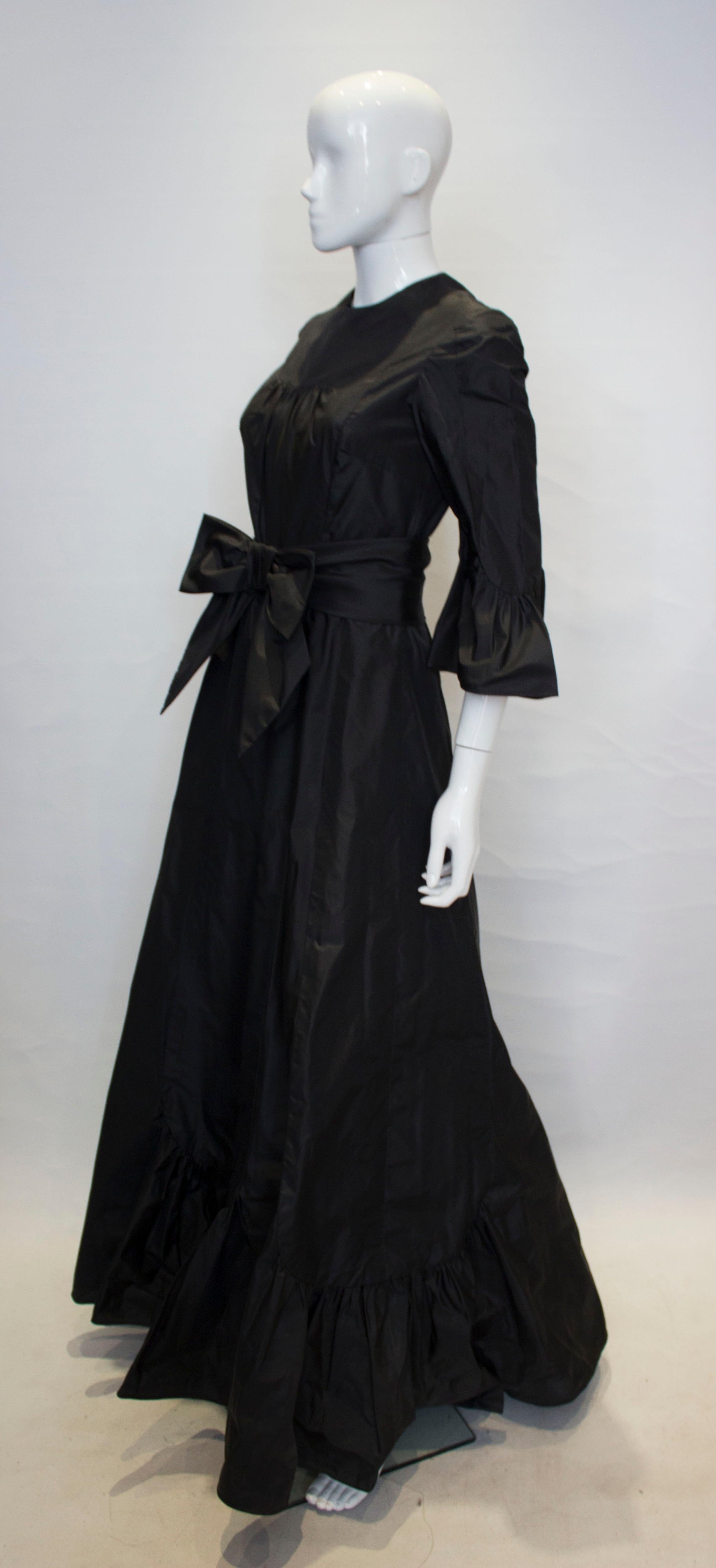 Vintage Hartnell Black Silk Gown In Good Condition In London, GB