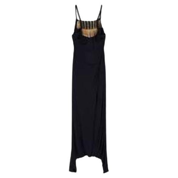 vintage black silk sleeveless long dress For Sale