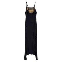 vintage black silk sleeveless long dress