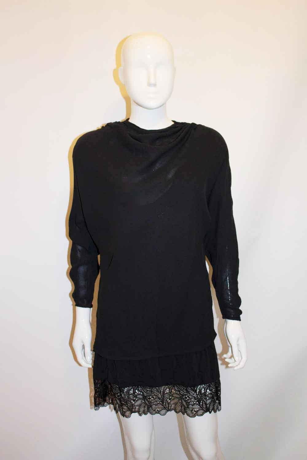 Vintage Black Silk Valentino Blouse For Sale 2