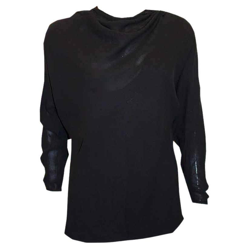 Vintage Black Silk Valentino Blouse For Sale