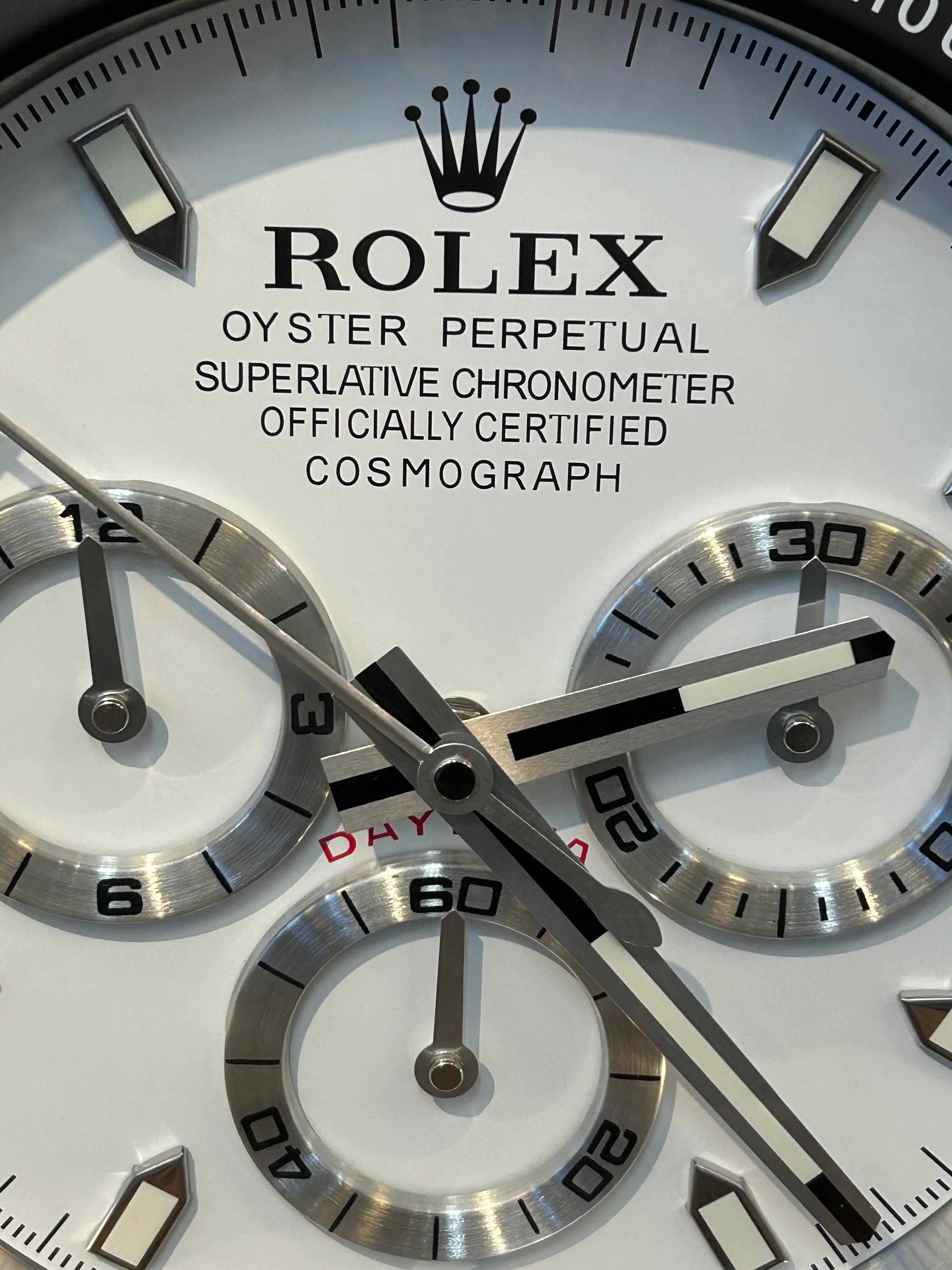 Americano Orologio da parete Rolex d'epoca in bianco e nero e argento in vendita