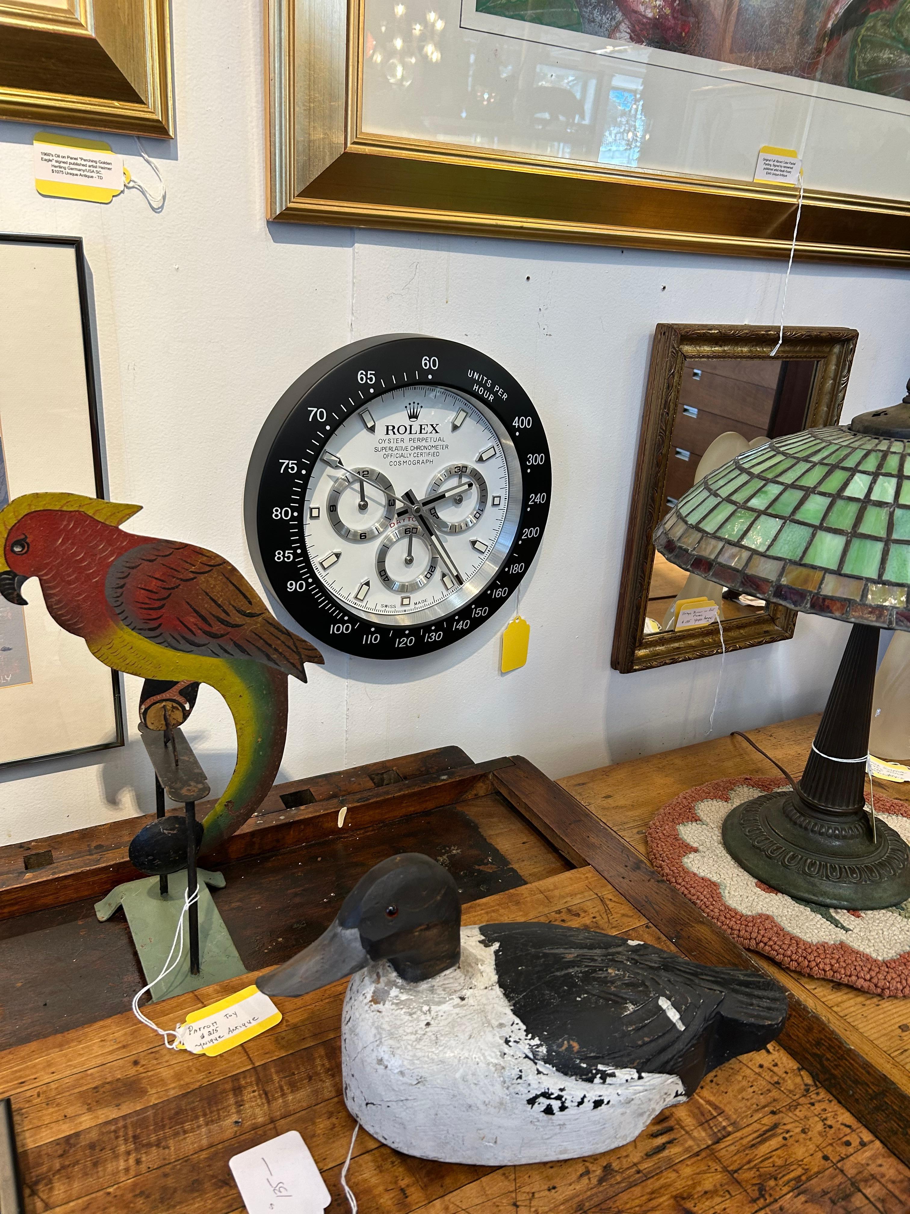 Orologio da parete Rolex d'epoca in bianco e nero e argento in vendita 1