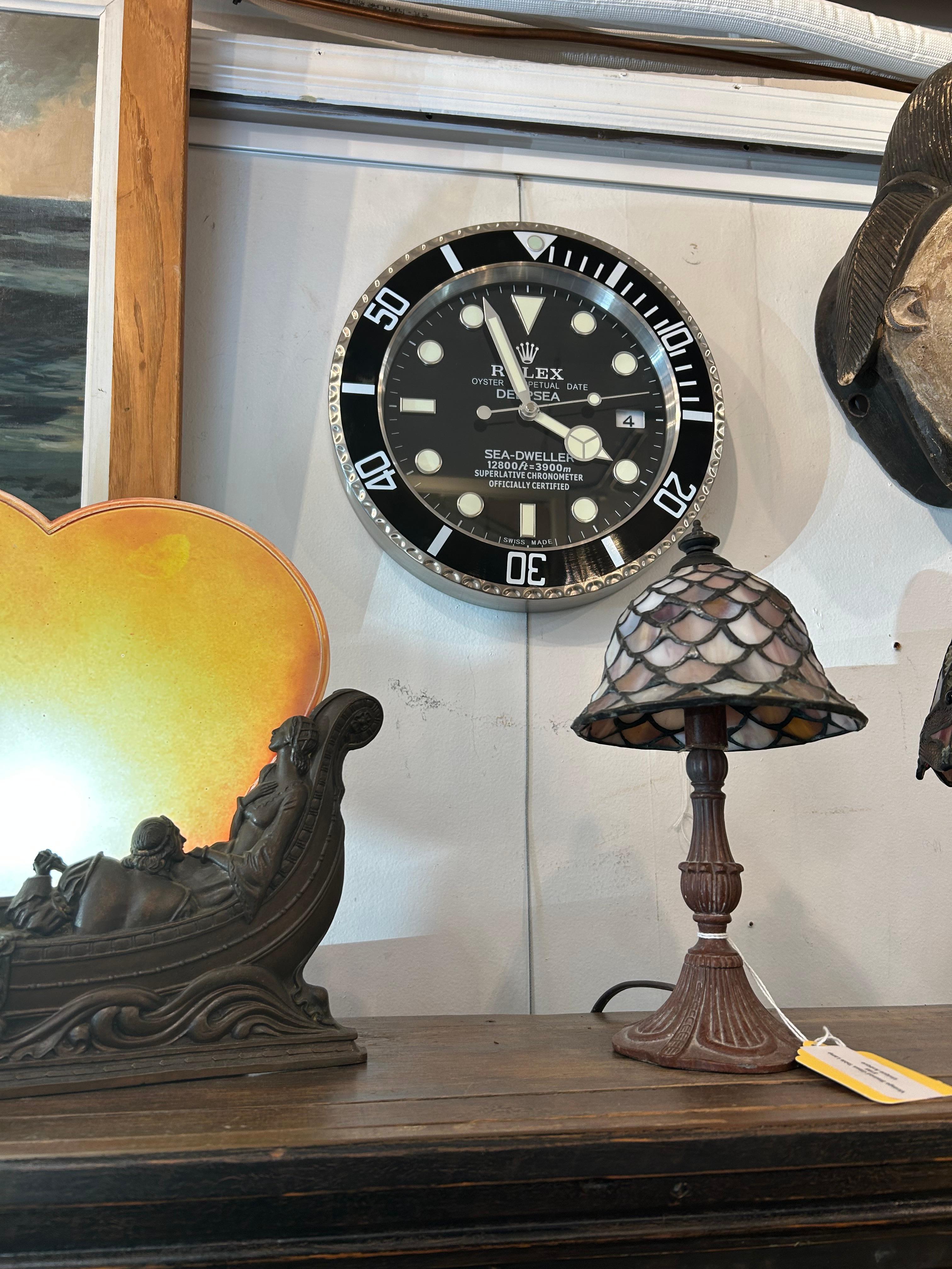 Vintage Schwarz Silber und Weiß Rolex Display Wanduhr 2