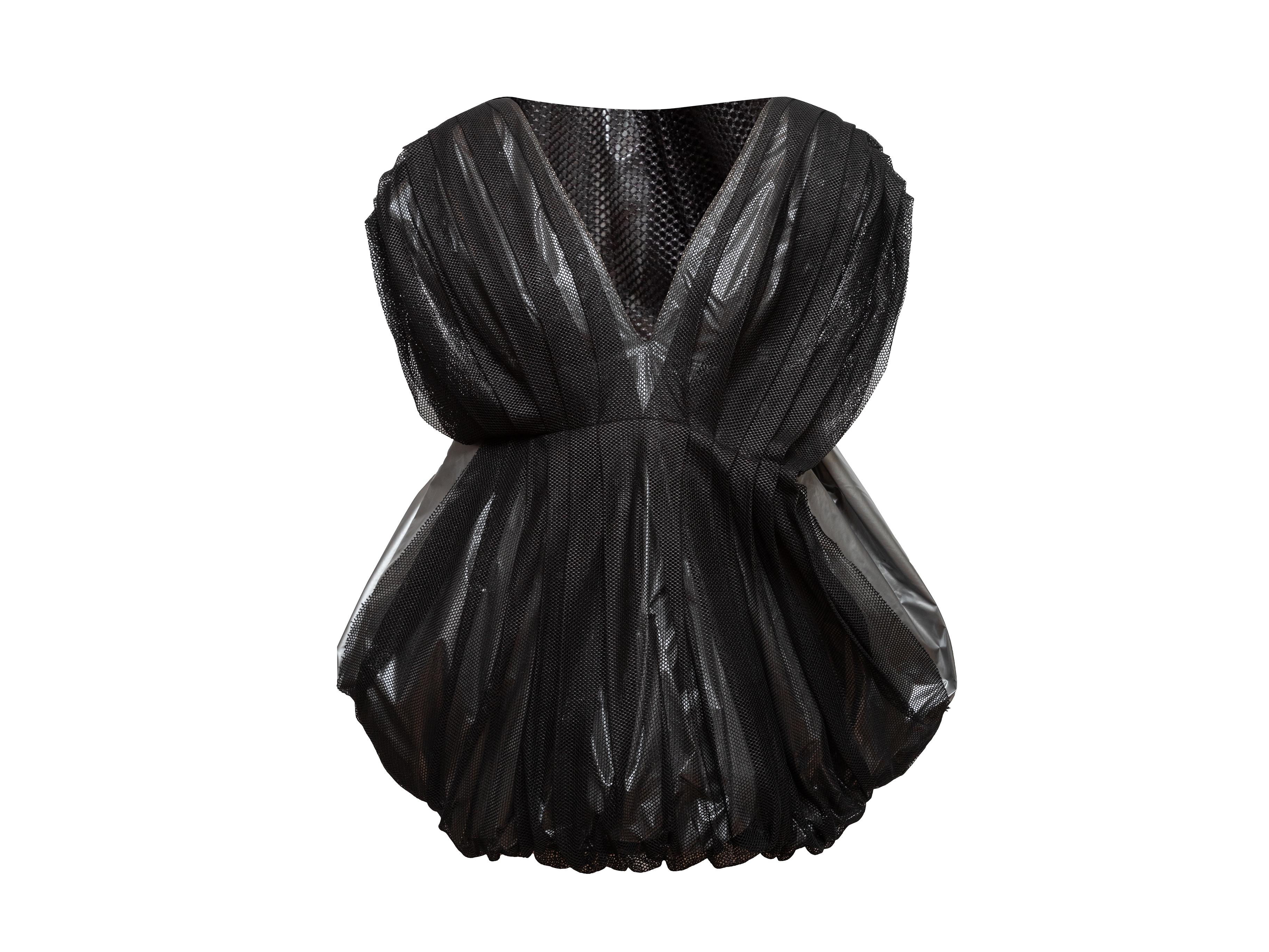 Vintage Black & Silver Krizia 80s Mesh Bubble Dress For Sale 1