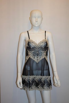 Vintage Black Slip with Attractive White Embroidery