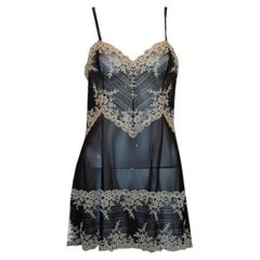 Vintage Black Slip with Attractive White Embroidery