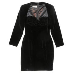 Vintage Black Sophie Sitbon Velvet Bustier Dress Size US S