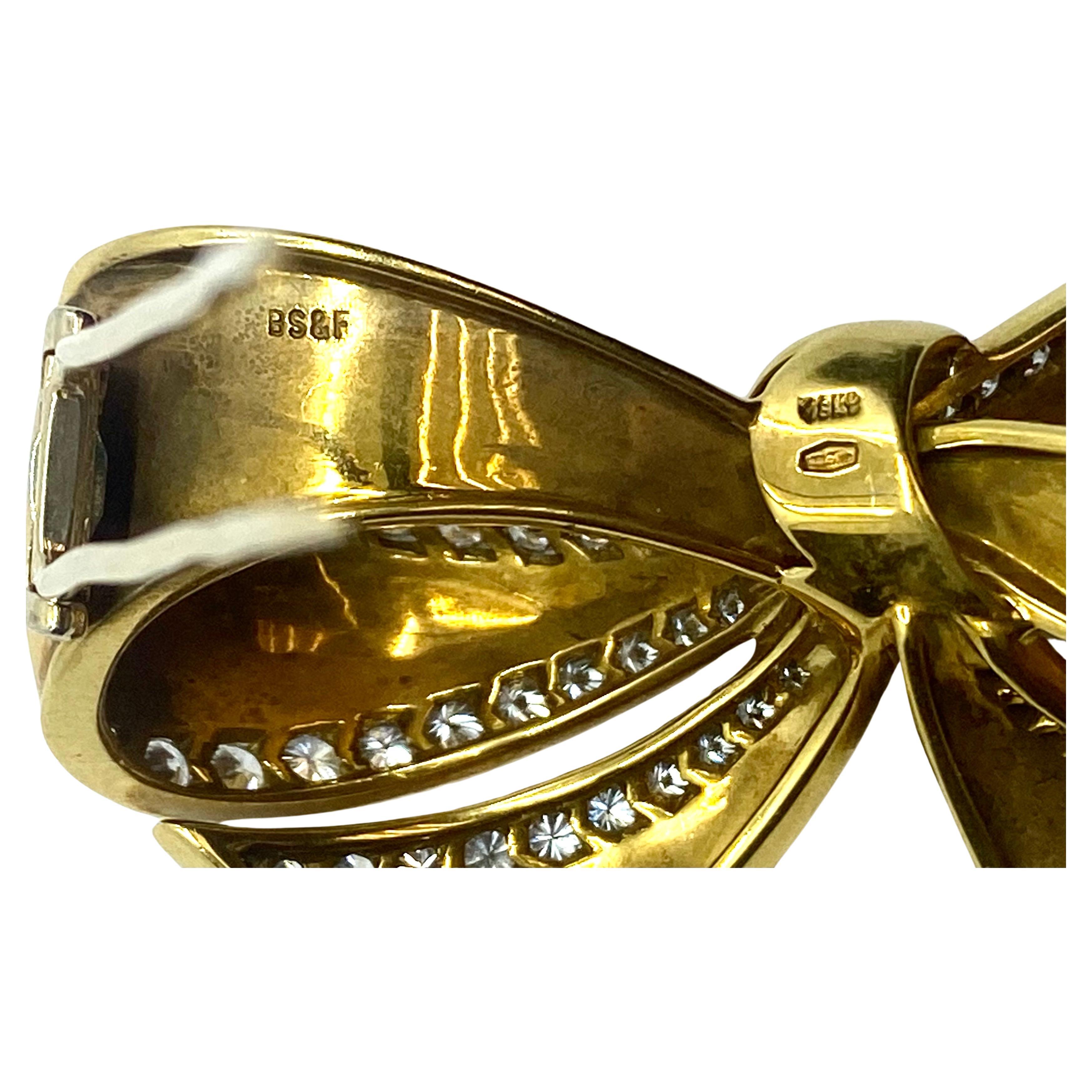 Vintage Black, Starr & Frost 18k Gold Diamond Bow Brooch For Sale 4