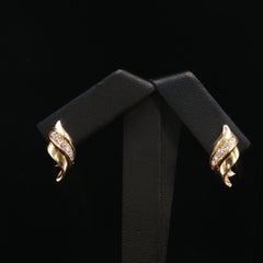 Vintage Black Starr Frost 18K Gold Diamond Clip On Earrings Ribbon Earring 6.6g