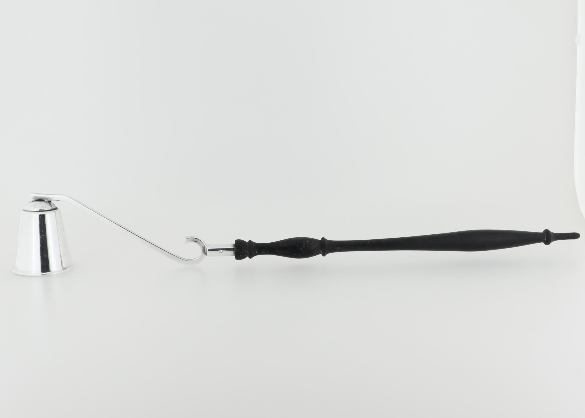 Mid-Century Modern Vintage Black, Starr, & Gorham Sterling Silver Candle Snuffer with Wooden Handle