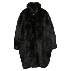 Vintage Black Stephen Sprouse Faux Fur Coat Size US M