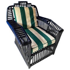 Silla club vintage de mimbre negro