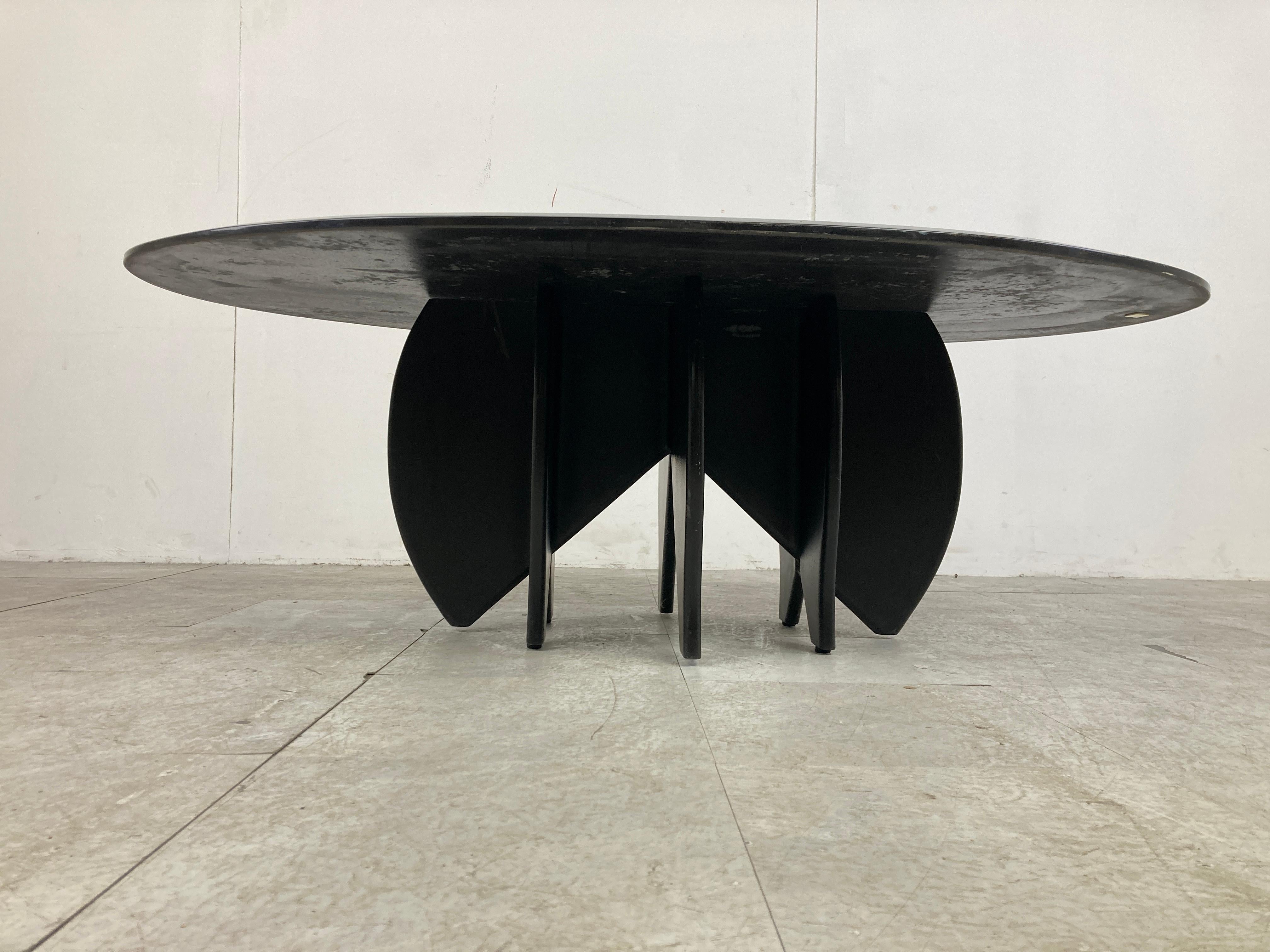 Vintage Black Stone Coffee Table, 1980s In Good Condition For Sale In HEVERLEE, BE