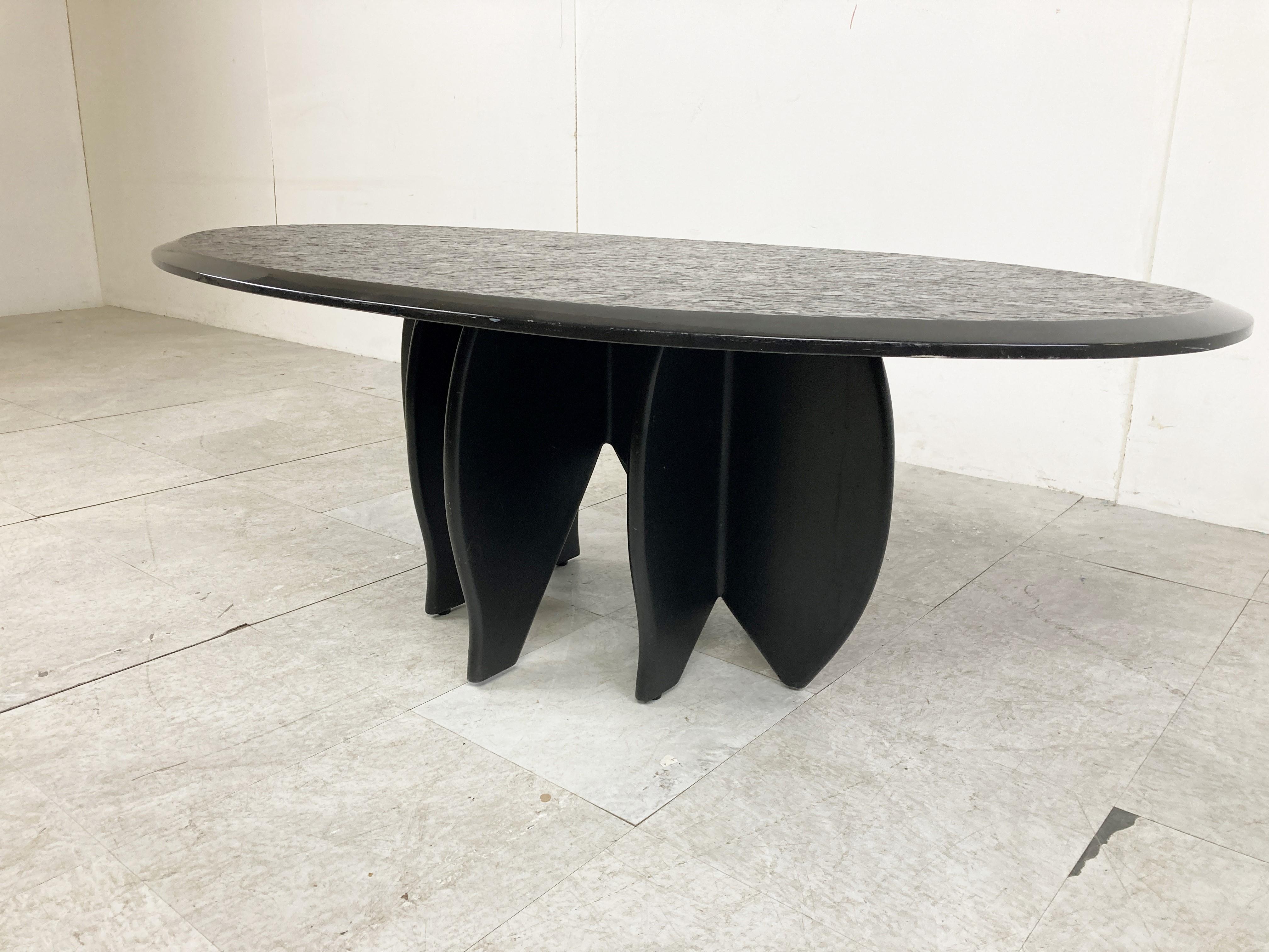 Vintage Black Stone Coffee Table, 1980s For Sale 2