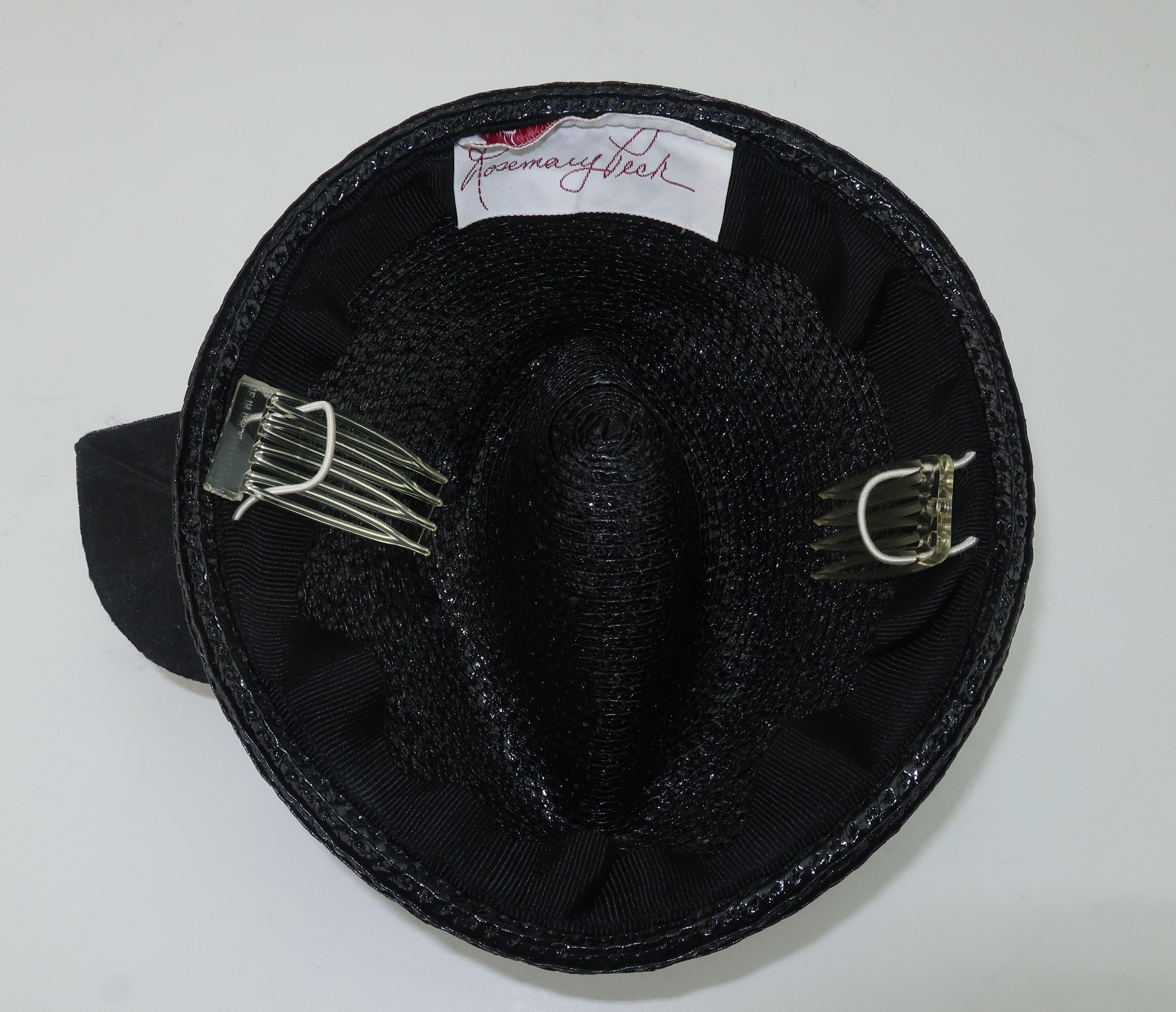 Vintage Black Straw Fascinator Hat With Gold Sequins 3