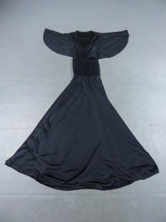 Abito da sera vintage in jersey di seta elasticizzato nero, Francia, intorno al 1990