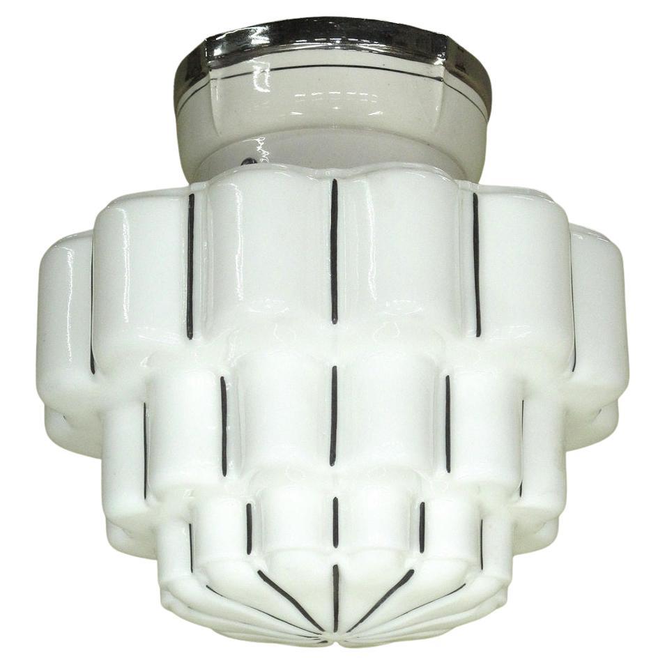 Vintage Black Stripped Ceiling Fixture on Ceramic Fitter vintagelights