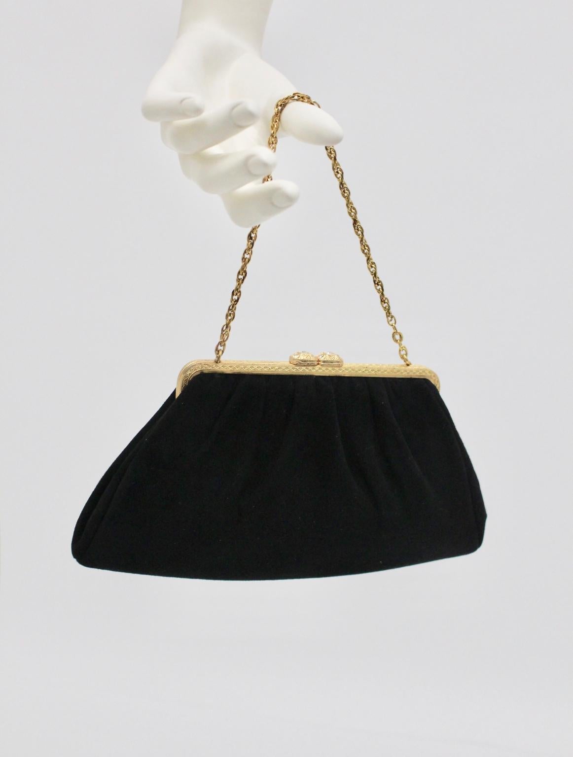 Women's Vintage Black Suede Evening Bag France 1960s For Sale
