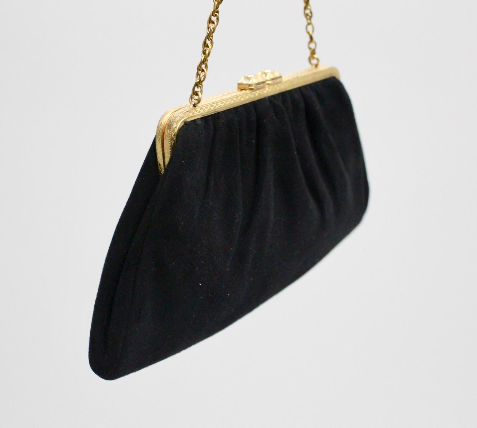 Vintage Black Suede Evening Bag France 1960s For Sale 1