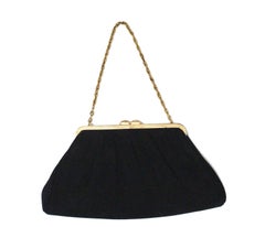 Vintage Black Suede Evening Bag France 1960s
