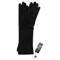 Vintage black suede long gloves 7.5