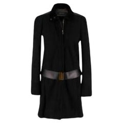 Vintage Black Suede & Shearling Belted Coat