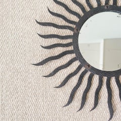 Vintage Black Sunburst Mirror, 1950's