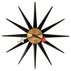 Orologio da parete a raggiera nero vintage di George Nelson per Howard Miller