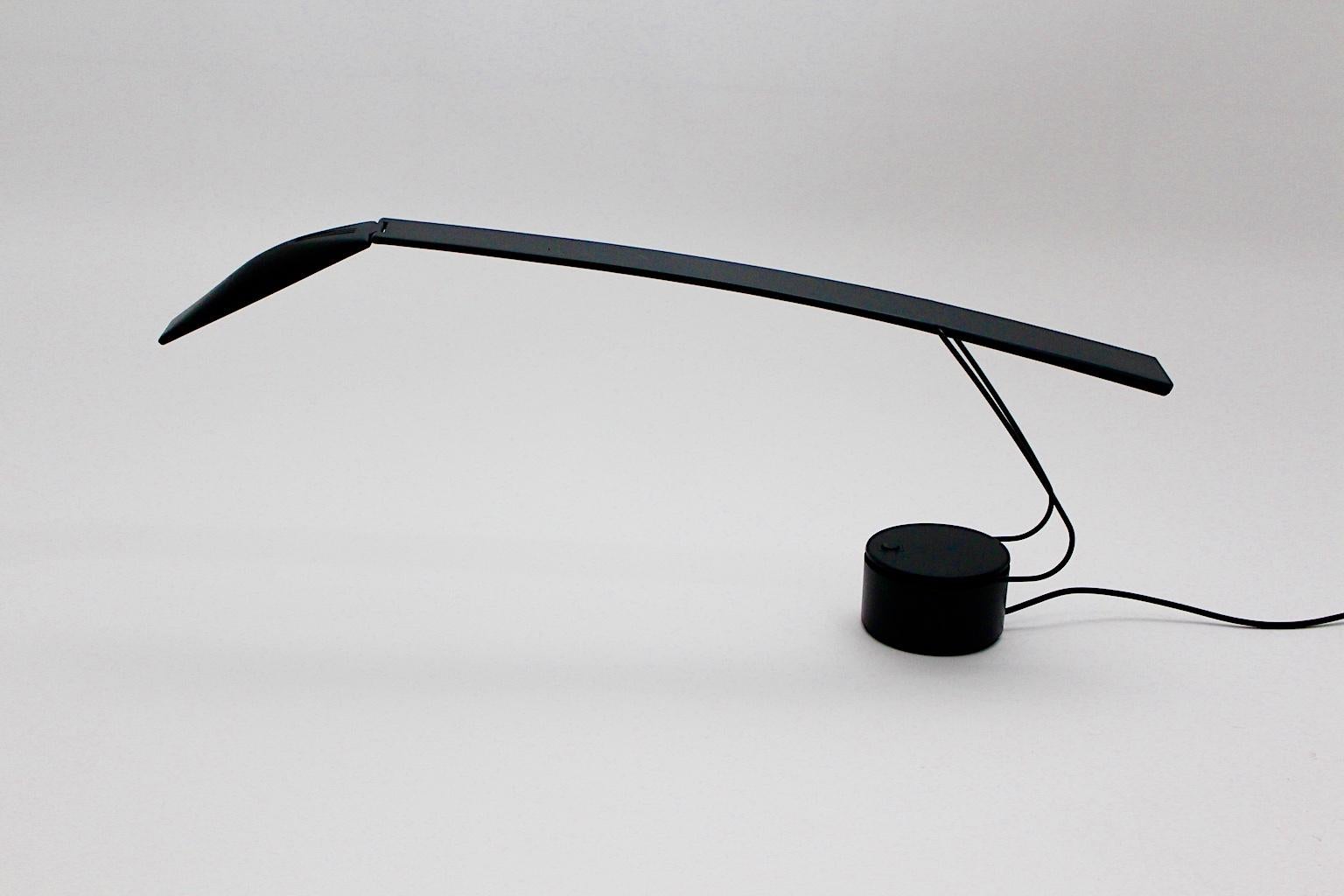 Modern Vintage Black Table Lamp / Desk Lamp by Mario Barbaglia Marco Colombo Dove Italy