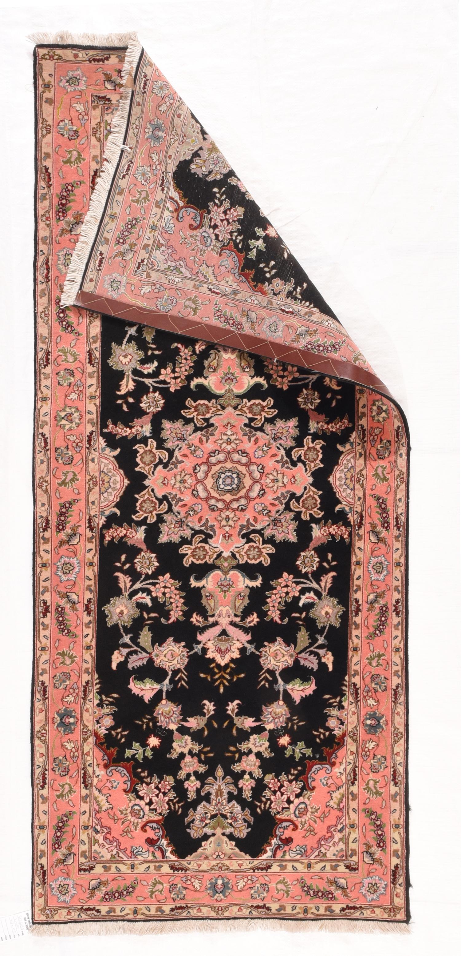 Extrem feine Vintage Persisch Tabriz Wolle & Seide 70 Raj Teppich 2'9'' x 6'4''.