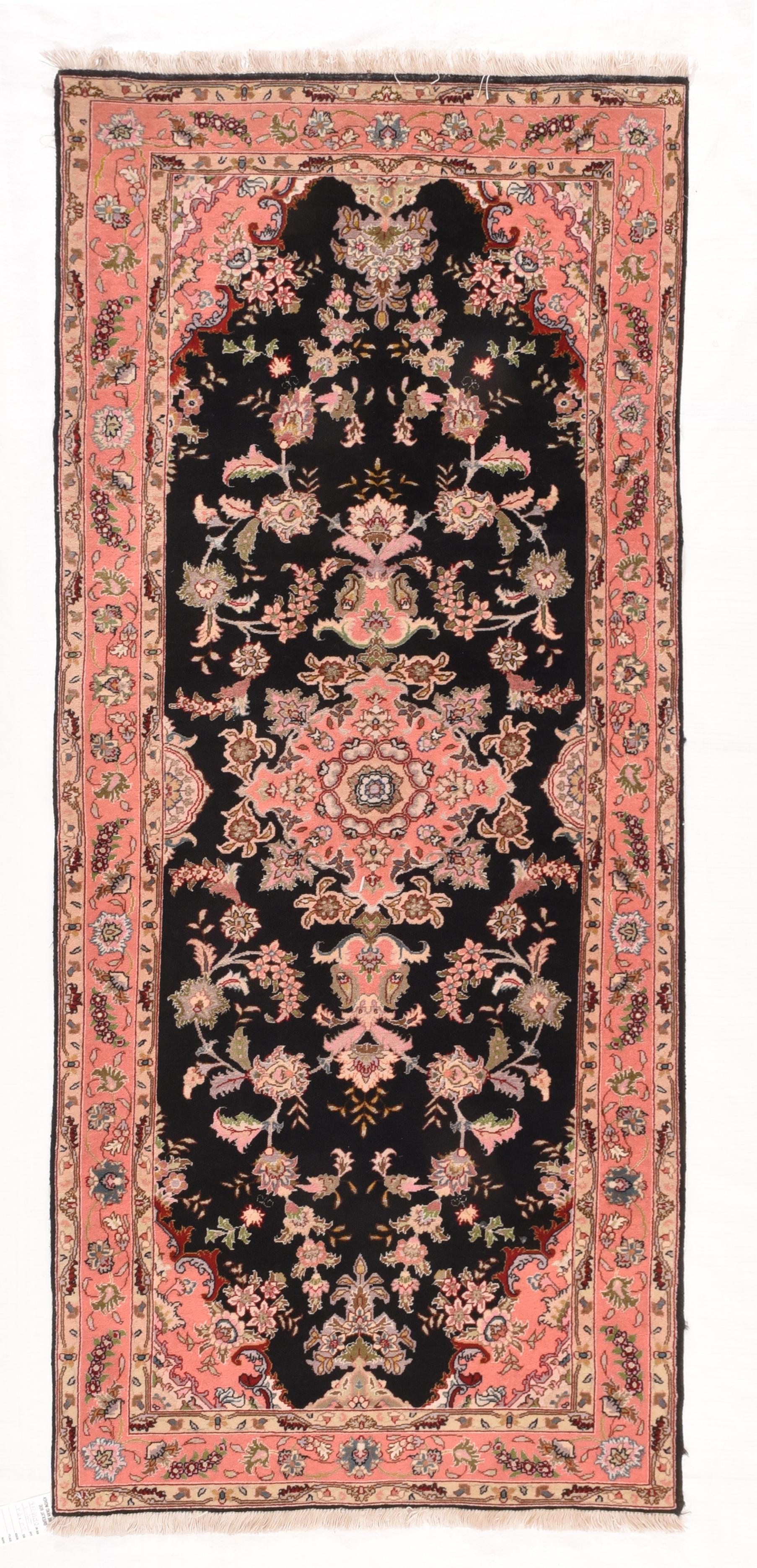 Late 20th Century Vintage Black Tabriz Rug For Sale