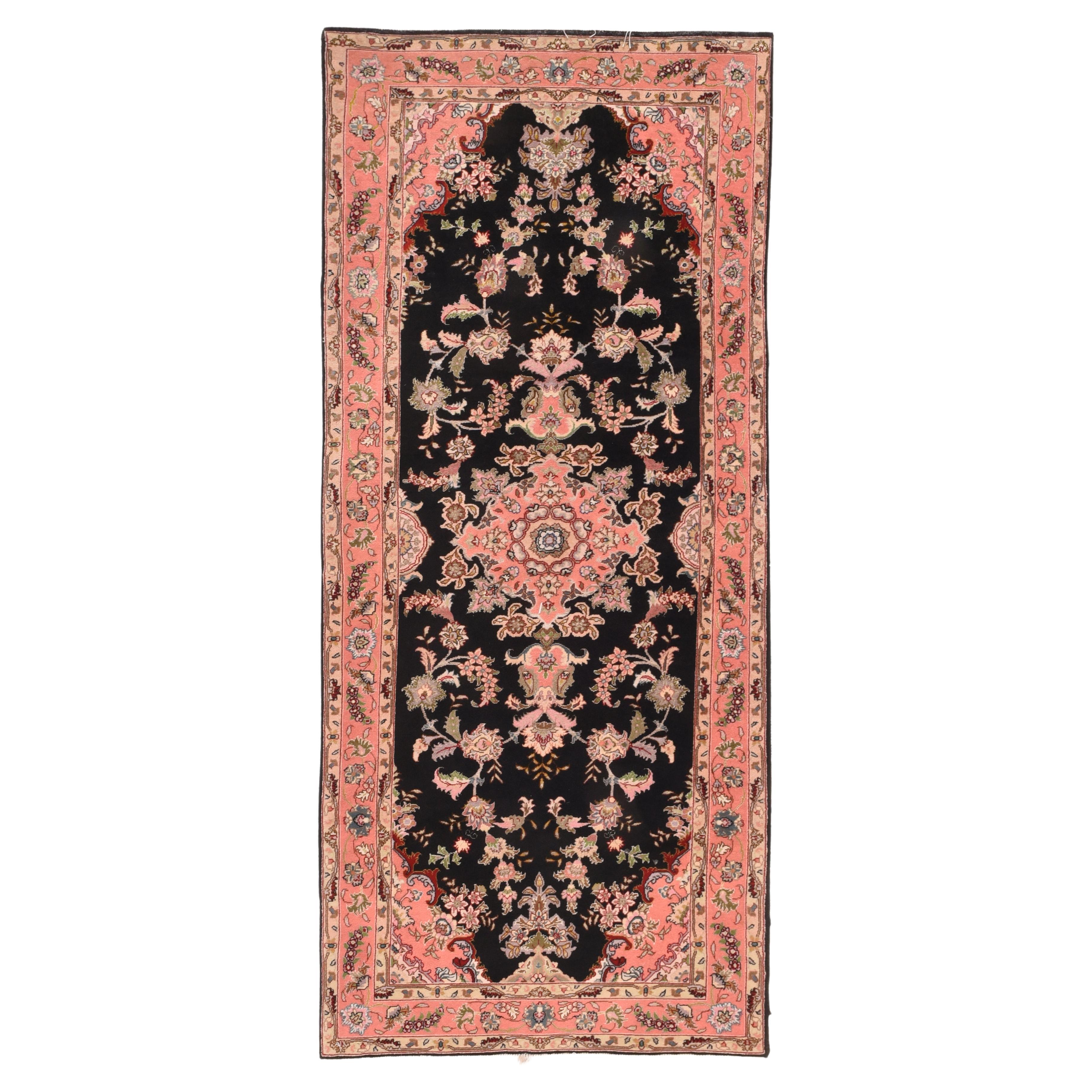 Extremely Fine Vintage Persian Tabriz Wool & Silk 70 Raj Rug 2'9'' x 6'4''