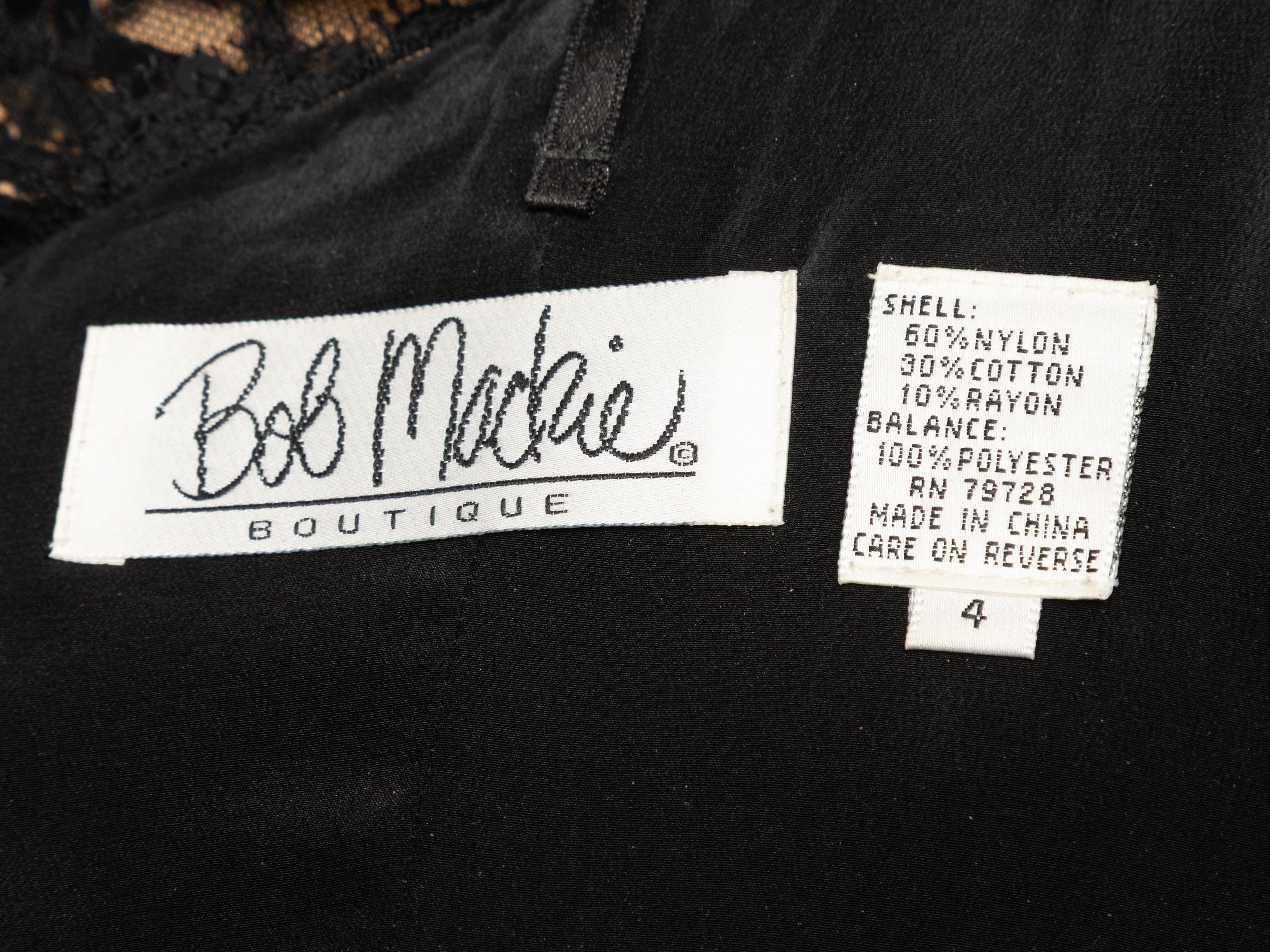 Abito da sera vintage con paillettes e fiocco in pizzo Bob Mackie Couture in nero e marrone In condizioni buone in vendita a New York, NY
