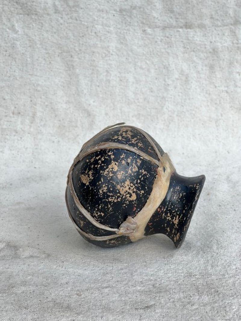 Organic Modern Vintage Black Tarahumara Pottery Vessel
