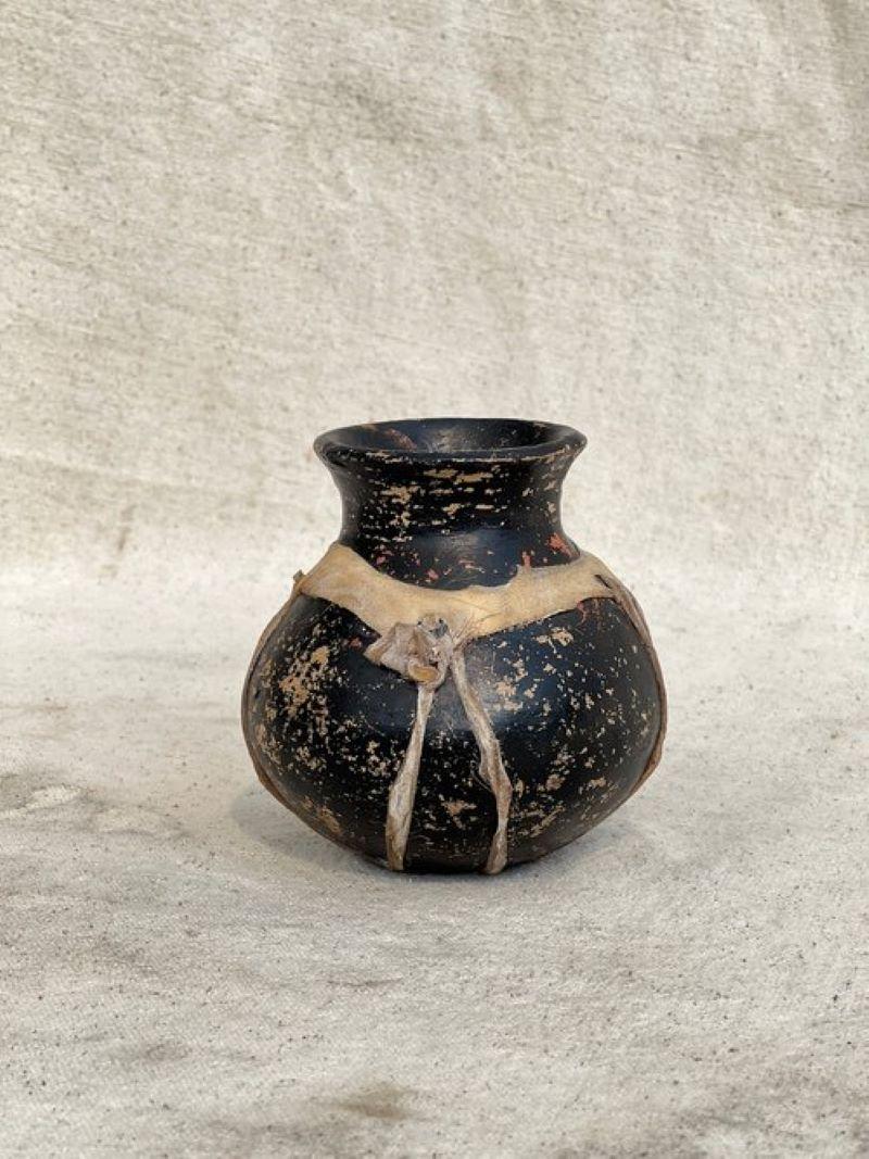 Hand-Crafted Vintage Black Tarahumara Pottery Vessel