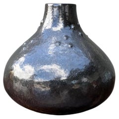 Vintage Black Textured Ceramic Vase